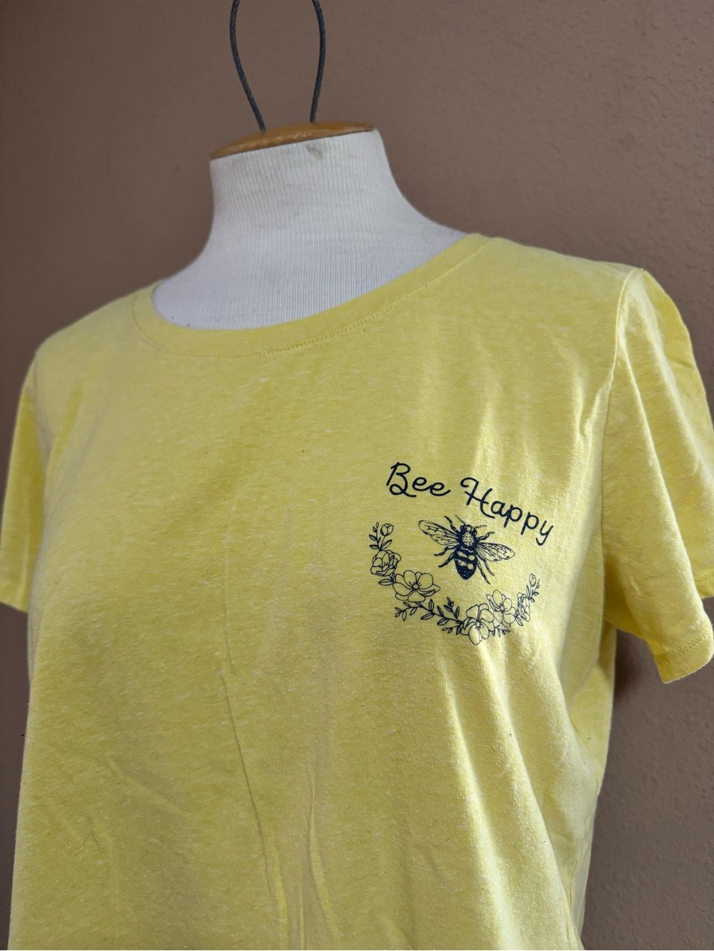 St. John's Bay Yellow 'Bee Happy' Graphic Short Sleeve Tee